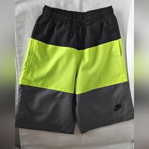 Nike Black and Neon Yellow Colorblock Athletic Swim Shorts